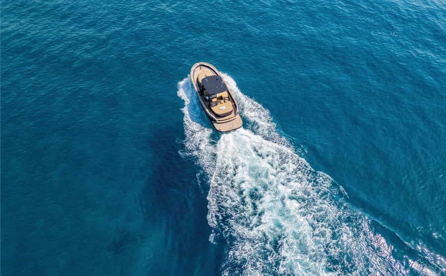 Aerial view of the Positano 38 Open underway