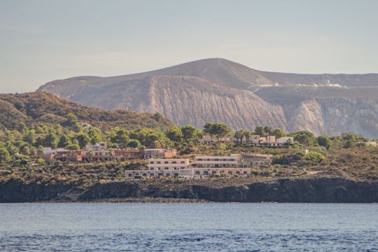 The volcanic landscape of Vulcano above the coastline